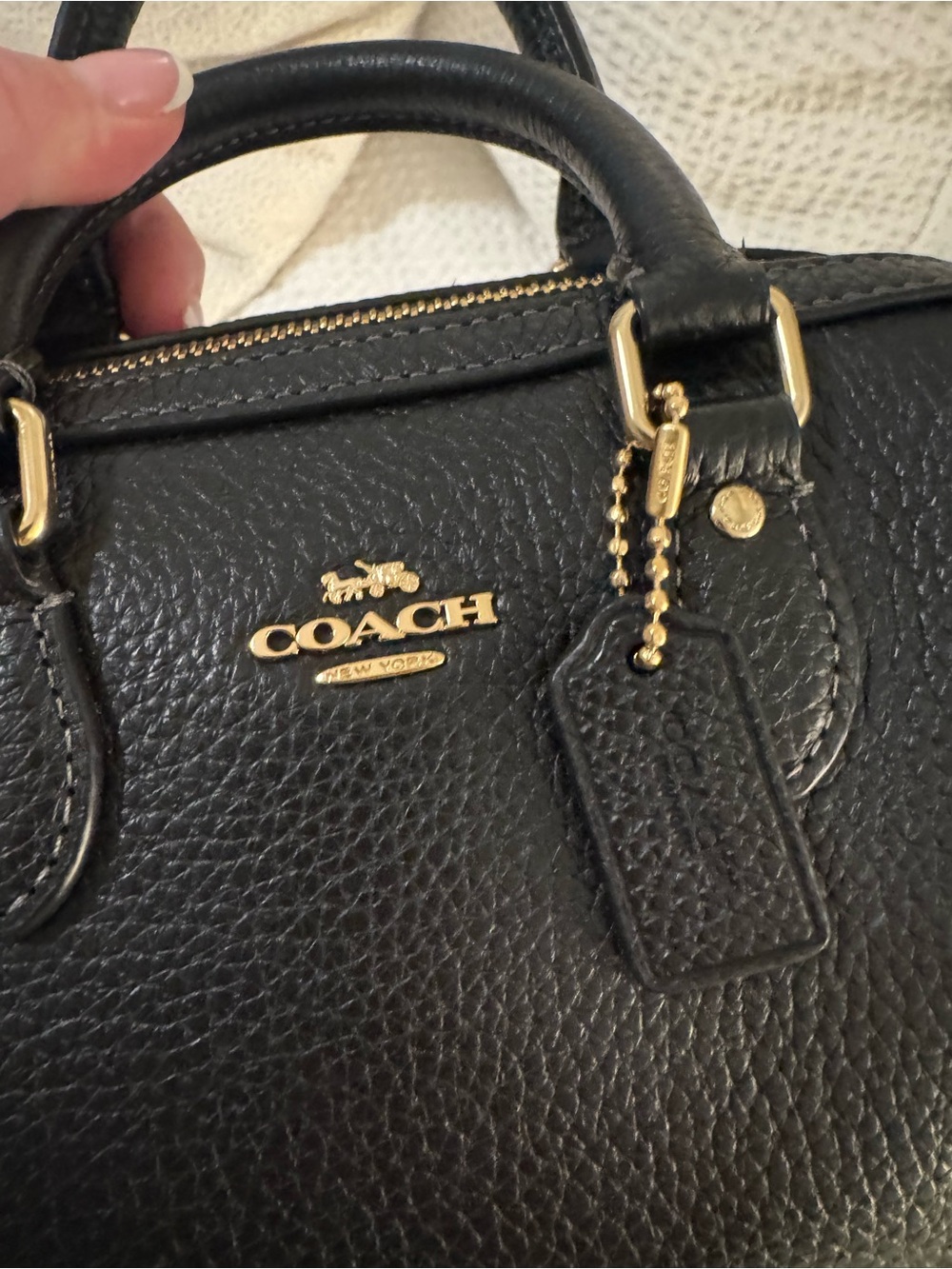 Coach Black Pebbled Leather Mini Rowan with Gold Hardware - Picture 3 of 6
